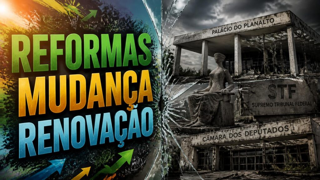 Contraste entre promessas de reformas institucionais e realidade de instituições brasileiras deterioradas